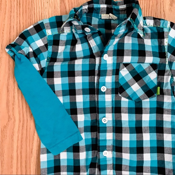 Me Too • Plaid Layered Button Down Shirt - Picture 2 of 5